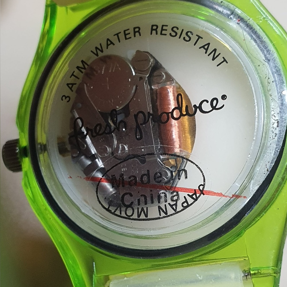 🦋10/$20🦋 Fresh Produce Green/Blue/Orange Resin Women's Watch - Picture 7 of 7